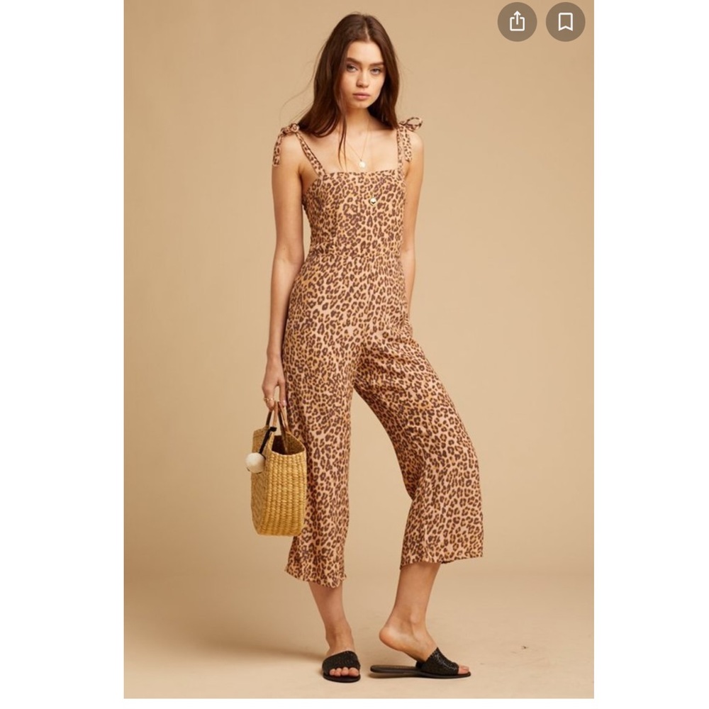 New faithfull the brand Elsa leopard print jumpsuit